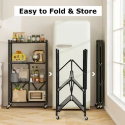 Tangkula 2PCS 4-tier Foldable Storage Shelving Unit W/4 Universal Wheels For Kitchen -Beauty house GUEST d70c3269 3370 4152 806d 27335d76a8d8