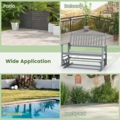 Tangkula Patio Glider Loveseat Chair Swing Rocking Bench W/ Curved Backrest & Slatted Seat -Beauty house GUEST d72ea5ad 9f8c 4696 b88a e31f3f59b431