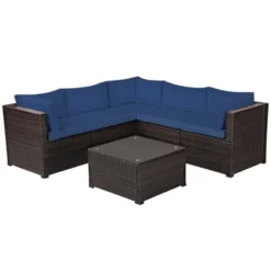 Tangkula 6 PCS Patio Rattan Furniture Set Outdoor Wicker Conversation Sofa Set W/Tempered Glass Coffee Table -Beauty house GUEST d7774da3 18e0 4809 a15b e2870878595c