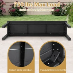 Tangkula 2PCS 55" HDPE Outdoor Bench Weatherproof Backless Patio Garden Bench -Beauty house GUEST d7dfb18b 414e 435c 9dff 9c919754a220