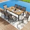 Tangkula 9-Piece Outdoor Patio Furniture W/ Large Wooden Tabletop & Umbrella Hole -Beauty house GUEST d7f3193a bddc 44cb 91d5 06da36768703