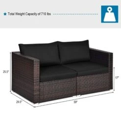 Tangkula 2-Piece Patio Wicker Corner Sofa Set Rattan Loveseat With Removable Cushions -Beauty house GUEST d83796d0 d039 4e6e a75c 37eef000cace