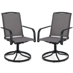 Tangkula Patio Swivel Chairs Set Of 4 W/ High Back & Round Metal Base For Backyard -Beauty house GUEST d8699305 9028 4fb1 83b7 137dd7fbd4d9