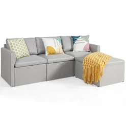 Tangkula Convertible L-shaped Sectional Sofa Couch Chaise W/ Ottoman Cushions -Beauty house GUEST d8a964d6 3140 45a1 8029 b7f8f83899f5