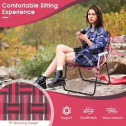 Tangkula Set Of 4 Patio Folding Web Chair Set Portable Beach Camping Chair Red -Beauty house GUEST d8c27cb2 6b65 4a79 b613 73b3a010f430