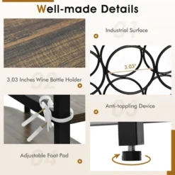 Tangkula Wine Rack Table Coffee Bar Cabinet Freestanding Liquor Stand Glass Holder -Beauty house GUEST d93614f8 9d77 40f4 bf98 c34e6fdb7215