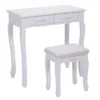 Tangkula Oval Mirror 4 Drawer Vanity Mirror Makeup Table W/ Cushioned Stool White -Beauty house GUEST d95996eb 2447 4e9a 9d27 b5c08de56ca3