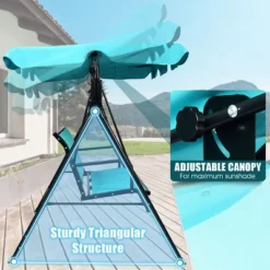Tangkula Outdoor Swing Canopy Patio Swing Chair 3 Person Canopy Hammock Blue -Beauty house GUEST d9d2f6b7 5f63 4389 a671 63f017370ef1