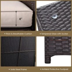 Tangkula 6 Piece Patio Sofa & Fire Table Set Outdoor Rattan Sectional Sofa Set W/ Storage Box Beige -Beauty house GUEST d9fe8b23 0ebf 41fc a344 703c7df17cb8