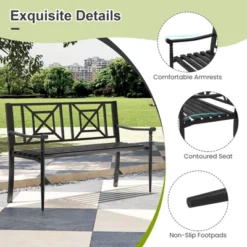 Tangkula Patio Metal Sofa Garden Bench Heavy-duty Park Loveseat Chair Seat -Beauty house GUEST da71c254 0061 4ba5 977f 5e3fe00f6130