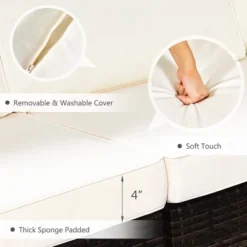 Tangkula 7PCS Patio Rattan Furniture Set 42" Fire Pit Table W/ Cover Cushioned -Beauty house GUEST da966b59 2fb2 453e 814d a7a11b54cfb0