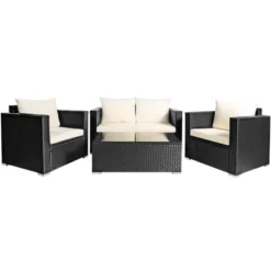 Tangkula 8PCS Rattan Patio Conversation Set Outdoor Furniture Set W/ Cushions -Beauty house GUEST dad74180 4e14 4965 af8a 7d3c72eb91b1