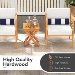 Tangkula Outdoor Folding Side Table Hardwood Patio Bistro Table W/ Slatted Tabletop & X-shaped Legs -Beauty house GUEST dae358ab 38f2 43c1 8fd5 894cf2e7d0d4