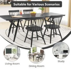 Tangkula Dining Chairs Set Of 4 Farmhouse Kitchen Chair W/ Rubber Wood Frame Wide Seat -Beauty house GUEST db7517eb 9feb 4a2f 925e f19f1be2e81f