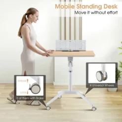 Tangkula Pneumatic Standing Desk Rolling Adjustable Laptop Cart Podium Detachable Holder -Beauty house GUEST db8d7d76 a62b 41c5 b6e6 24aa2b618464