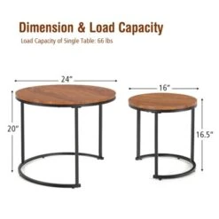 Tangkula 2PCS Stacking Metal Legs Modern Side Round Nesting Coffee Table W/ Wooden Tabletop For Living Room Rustic Brown/Brown 13 Tangkula 2PCS Stacking Metal Legs Modern Side Round Nesting Coffee Table W/ Wooden Tabletop For Living Room Rustic Brown/Brown -Beauty house GUEST db97e9b2 e09d 4be5 8afb 49a2188545c8