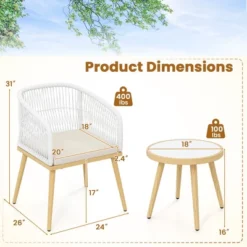 Tangkula 3 Pieces Patio Bistro Set Outdoor PE Wicker Conversation Furniture Set -Beauty house GUEST db9ce333 5ab6 4fa6 9e93 b3144a5b10a2