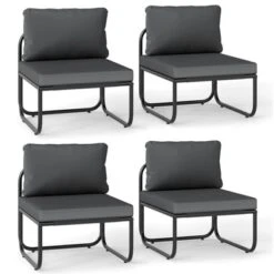 Tangkula Patio Chairs Set Of 4 W/ Removable Cushions Heavy Duty Metal Frame Poolside -Beauty house GUEST dbafd623 0071 418b 8ea8 6b333fd076e9