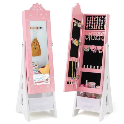 Tangkula Kids Jewelry Cabinet With Full-Length Mirror Drawer 2 Adjustable Tilt Angles 12 Tangkula Kids Jewelry Cabinet With Full-Length Mirror Drawer 2 Adjustable Tilt Angles - Image 10