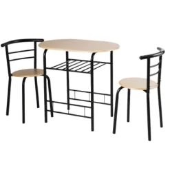 Tangkula 3 PCS Kitchen Dining Set Compact Bistro Pub 2 Chairs & Table -Beauty house GUEST dbdd754c 5e83 40b0 9927 339b06461189