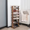 Tangkula 7-Tier Double Rows Shoe Rack Vertical Wooden Shoe Storage Organizer Rustic Brown/White -Beauty house GUEST dc15838d 2d60 4b89 88c0 db4db8fa9d2c