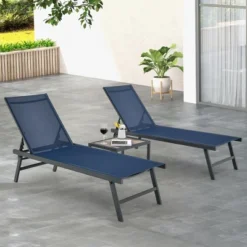 Tangkula 3pcs Patio Chaise Lounge Set Aluminum Recliner Chair Table Outdoor Adjust -Beauty house GUEST dc37dd5f 9b95 4ba6 aa04 3b4e95579376