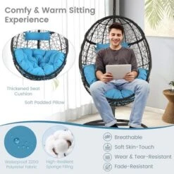 Tangkula Hanging Hammock Chair Egg Swing Chair W/ Blue Cushion Pillow Stand 15 Tangkula Hanging Hammock Chair Egg Swing Chair W/ Blue Cushion Pillow Stand -Beauty house GUEST dc464b6f f2e5 43b5 88bc c3337a6a1a5b