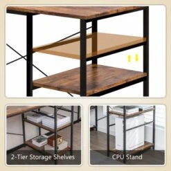 Tangkula Large L-shaped Computer Desk 60” Convertible Corner Desk With 4 Storage Shelves 95” 2-Person Long Study Writing Workstation Black/Rustic Brown/Natural/Grey -Beauty house GUEST dc54e1fd 70ca 434a 9448 de68573c8ab6