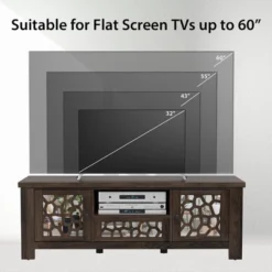 Tangkula 55" Retro TV Stand Media Entertainment Center W/ Mirror Doors & Drawer Brown -Beauty house GUEST dd7efc03 8bf8 4b80 93ff 2fd6019f348c