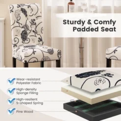 Tangkula Upholstered Dining Chairs Set Of 4 Tufted Fabric Kitchen Chairs W/Padded Seat & Rubber Wood Legs Farmhouse Accent Chairs -Beauty house GUEST dd824ffa 0b64 4b50 9497 ea1a508207b1