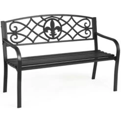 Tangkula Loveseat Metal Garden Bench Heavy-duty Park Loveseat Chair Seat -Beauty house GUEST dd8beff0 d62b 41e9 84c9 a879e903e3c1