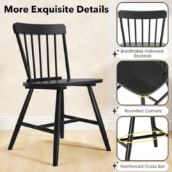 Tangkula Dining Chairs Set Of 4 Farmhouse Kitchen Chair W/ Rubber Wood Frame Wide Seat -Beauty house GUEST dd914847 4401 4875 a15a ce891812e194