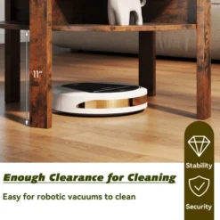 Tangkula Round Coffee Table With 4 Side Compartments 2-Tier Circle Coffee Table -Beauty house GUEST ddb2d799 6b97 40a3 b5ab 7ea754295de7