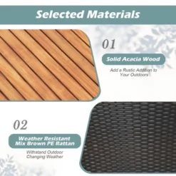 Tangkula 3PCS Patio Furniture Set Conversation Bistro Set W/ Acacia Wood & Cushions Black -Beauty house GUEST dde29a0c 70c7 41c8 8264 127dc5da312a