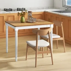 Tangkula Extendable Dining Table Folding Kitchen Table For 4-8 People W/ Rubber Wood Legs