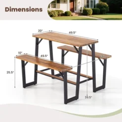 Tangkula Acacia Wood Picnic Table 4-Person Outdoor Table And Bench Set With 2 Built-in Benches Footrests Umbrella Hole Heavy-Duty Metal Frame -Beauty house GUEST de7d3dd0 7f26 495a a4ff 6bab2cb1afc0