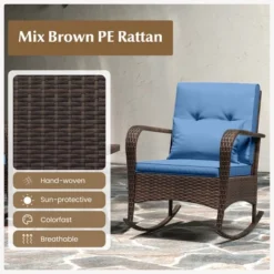 Tangkula 3 Piece Outdoor Rocking Set Rattan Rocker Chairs W/ Tempered Glass Coffee Table -Beauty house GUEST deed38f6 42f0 4b16 b456 ce637319419a