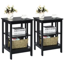 Tangkula 2PCS 3-tier Side Table Nightstand Sofa End Table Storage Display Shelf -Beauty house GUEST def15b10 661b 49f1 9e92 c971b3a8b66d