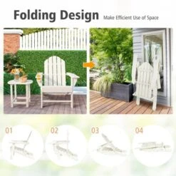 Tangkula Patio 3PCS Adirondack Chair Side Table Set Outdoor Chair Set With End Table Weather Resistant Cup Holder For Backyard Garden White -Beauty house GUEST df2c9de2 6523 49e0 b002 a68c35c1ae45