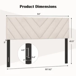 Tangkula Linen Fabric Upholstered Headboard Rectangular Headboard W/ Solid Wood Legs -Beauty house GUEST e0281e81 1e32 45d0 897f bd57ace38184