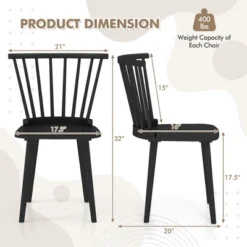 Tangkula 4 PCS Dining Chair Windsor High Spindle Back Wood Kitchen Chairs W/ Rubber Wood Frame -Beauty house GUEST e0305009 9f84 4553 9da4 780a49093415