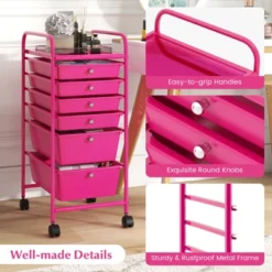 Tangkula 6 Drawer Scrapbook Paper Organizer Rolling Storage Cart For Office School Pink -Beauty house GUEST e08a899a 877d 4bdc 88f2 481bf1117e68