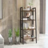 Tangkula 4-Tier Ladder Bookshelf Industrial Wooden Bookcase With Metal Frame Anti-Toppling Device Rack Rustic Brown/Gray Oak -Beauty house GUEST e0a6ecd7 9a7d 4358 b702 6995f9c58ba3