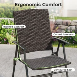 Tangkula Outdoor Folding Chairs Set Of 2 W/ Armrests & Metal Frame Portable Lawn Chairs -Beauty house GUEST e0c03ec8 ae51 4ac8 b6bc 673554dfe69e