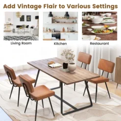 Tangkula Dining Chairs Set Of 4 W/ PU Leather Cover Filled Sponge Waterfall Seats -Beauty house GUEST e0c9ca2f 97b2 46aa bda3 2e69b4d61e94