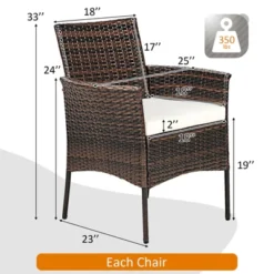 Tangkula Outdoor 4 PCS Rattan Dining Chair Patio Cushioned Arm Chair W/Zipper Brown -Beauty house GUEST e0ef7b97 6148 4f21 a9ae 5b87e214936e