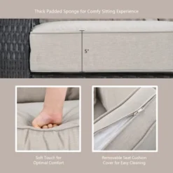 Tangkula 4PCS Patio Rattan Furniture Set Outdoor Conversation Set W/Tempered Glass Coffee Table Beige -Beauty house GUEST e12bc5a0 ed0b 4dfc 95e1 1815a49cba16