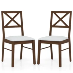 Tangkula Dining Chairs Set Of 4 Upholstered Kitchen Side Chairs W/ Rubber Wood Frame -Beauty house GUEST e1b0b8c0 0851 4fd3 9d99 2677f78f96b0