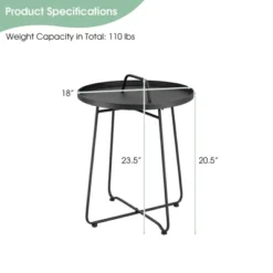 Tangkula Outdoor Metal Patio End Side Table Weather Resistant For Garden Balcony Yard -Beauty house GUEST e1d5b614 50dc 4a0e 8489 63371e592e96