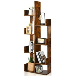 Tangkula 8-Tier Modern Bookshelf Anti-fall Tree Bookcase Storage Rack Suitable For Home & Office Brown/White/Black -Beauty house GUEST e1efdfe4 f744 482f 9a9a 639f94ade8f9